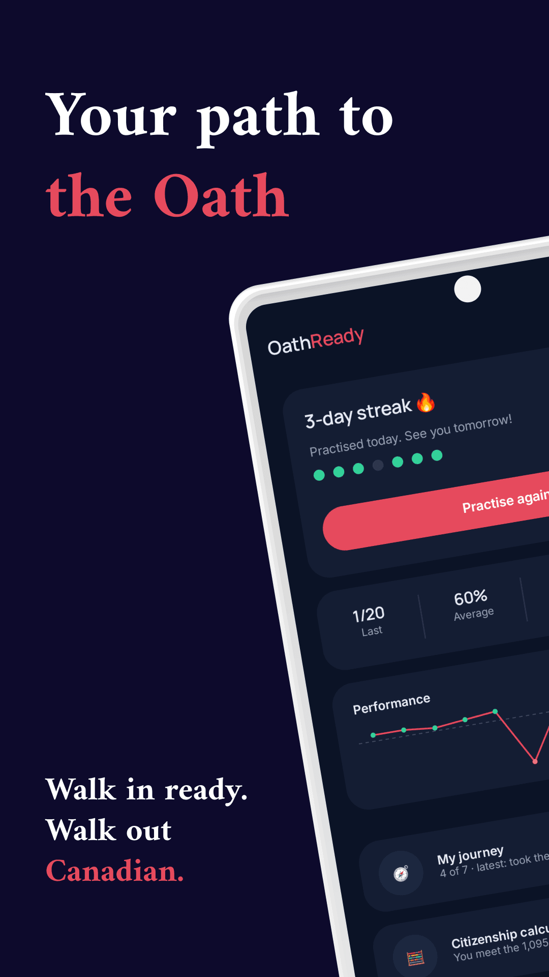 The OathReady Android app home screen